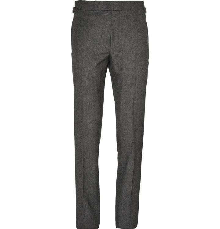Photo: TOM FORD - Grey Birdseye Wool and Silk-Blend Flannel Suit Trousers - Gray