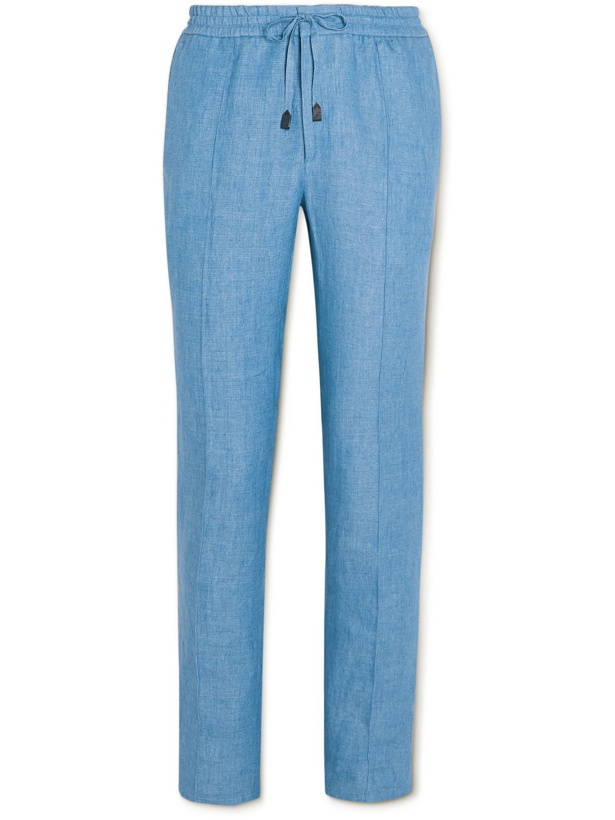 Photo: BRIONI - Sidney Tapered Linen Drawstring Trousers - Blue