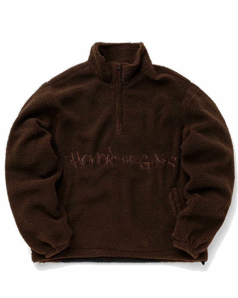 Photo: Honor The Gift Script Sherpa Pullover Brown - Mens - Half Zips