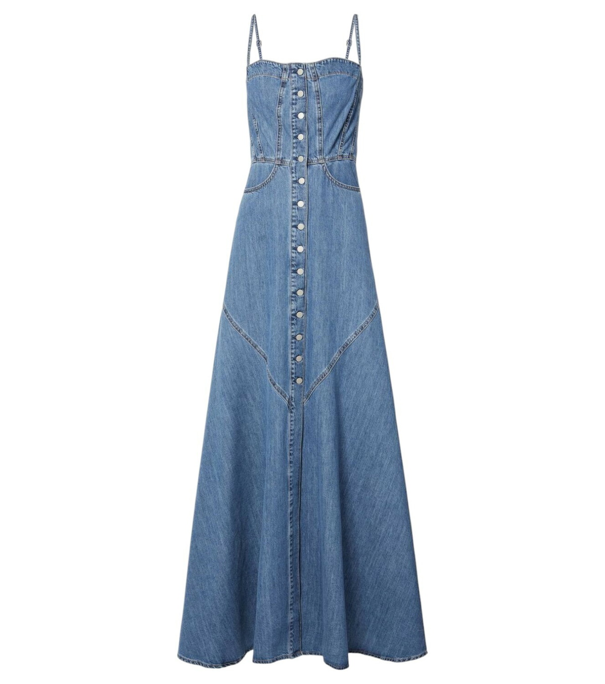 slim fit dress slacks Women's Layers Denim Maxi Dress with Tiered Silhouette – Wash Lab –  washlabshop main image 1