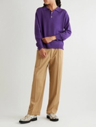 BODE - Oversized Cashmere Polo Shirt - Purple