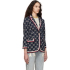 Gucci Blue GG Jacquard Blazer