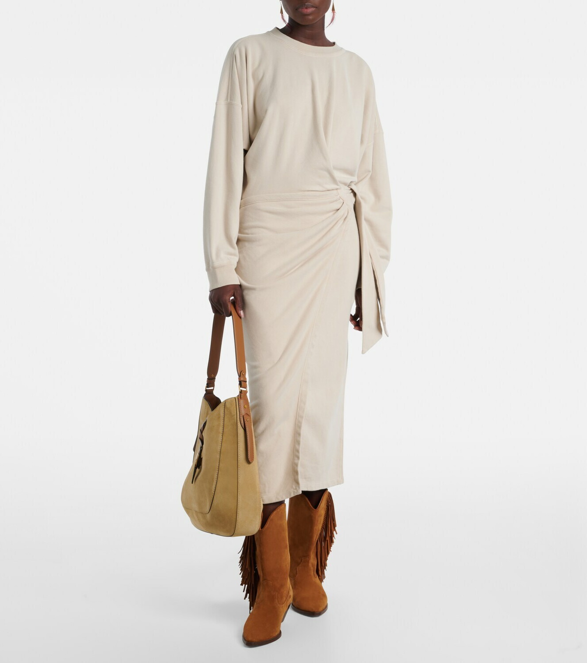 Marant Etoile Draped cotton jersey sweatshirt dress