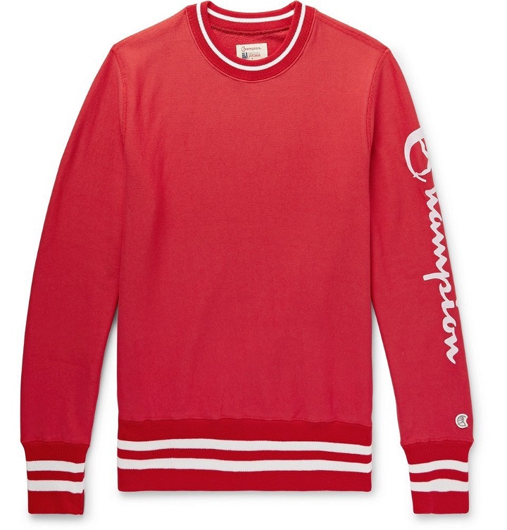 Photo: Todd Snyder Champion - Logo-Print Loopback Cotton Jersey Sweatshirt - Red