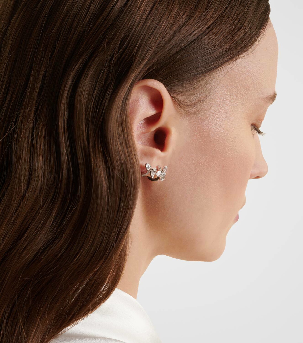 Repossi Serti Sur Vide 18kt white gold single ear cuff with diamonds