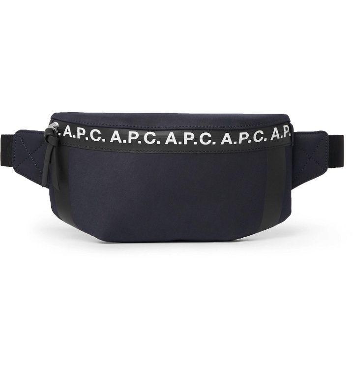 Photo: A.P.C. - Savile Logo-Print Tape-Trimmed Tech-Canvas Belt Bag - Blue