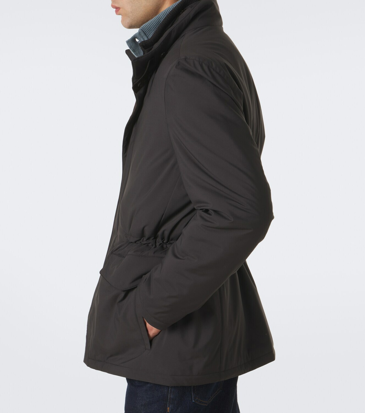 Thom Sweeney Leather-trimmed car coat