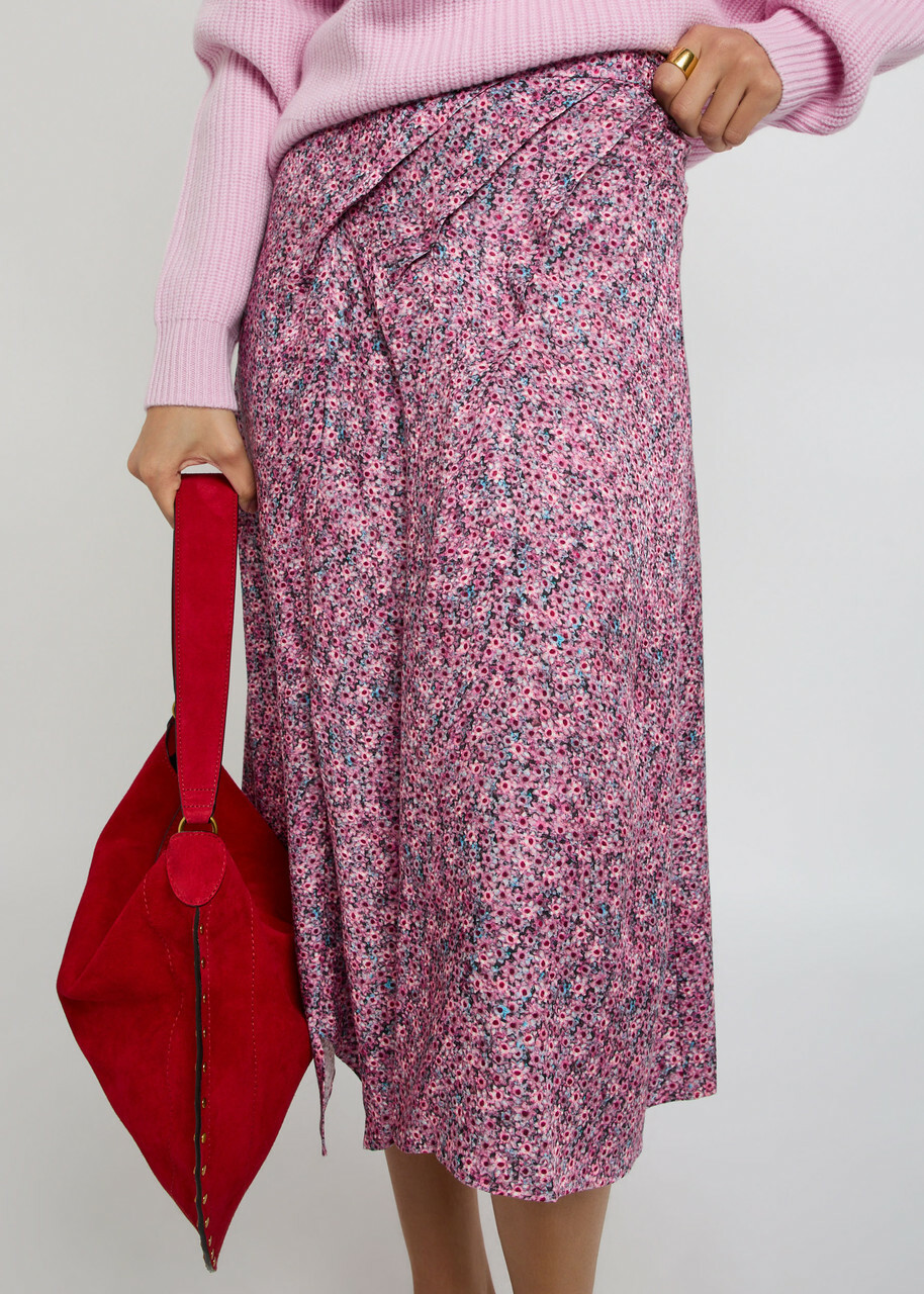 Isabel Marant Cacia Floral-print Woven Midi Skirt Pink