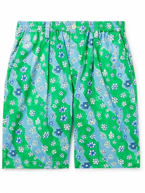 Photo: Marni - Straight-Leg Floral-Print Cotton-Poplin Shorts - Green