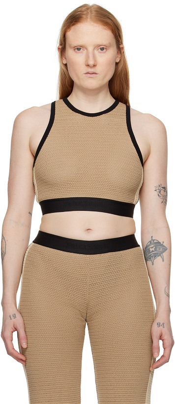 Photo: Palm Angels Taupe Cropped Tank Top