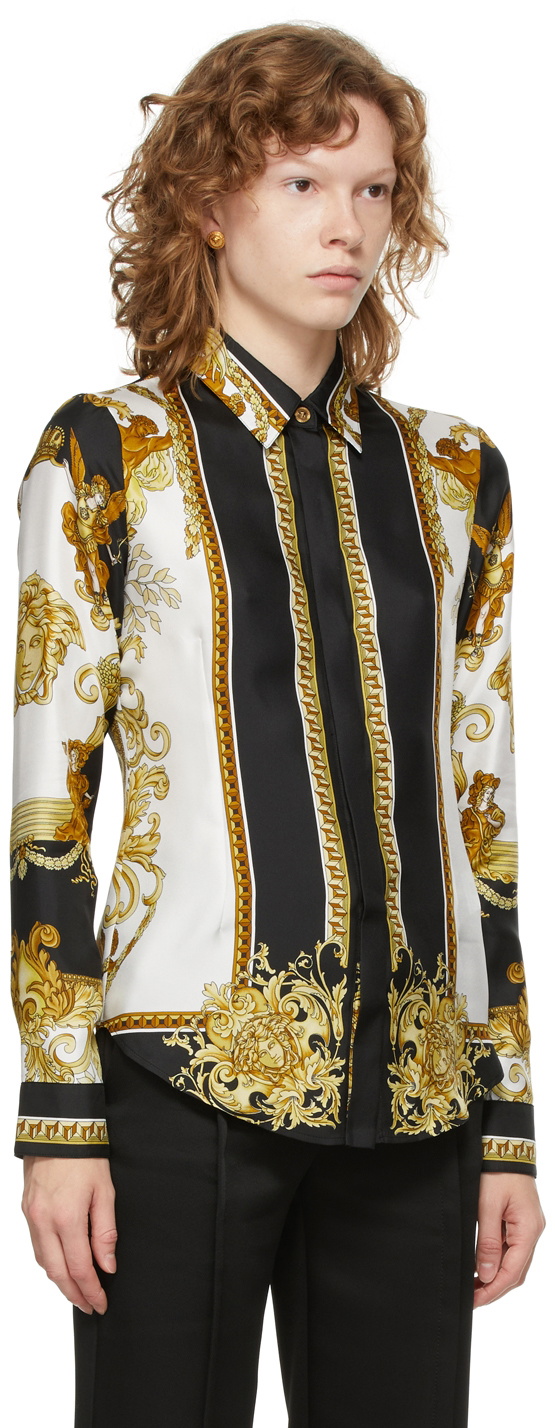 Versace Black & Gold Medusa Renaissance Silk Shirt