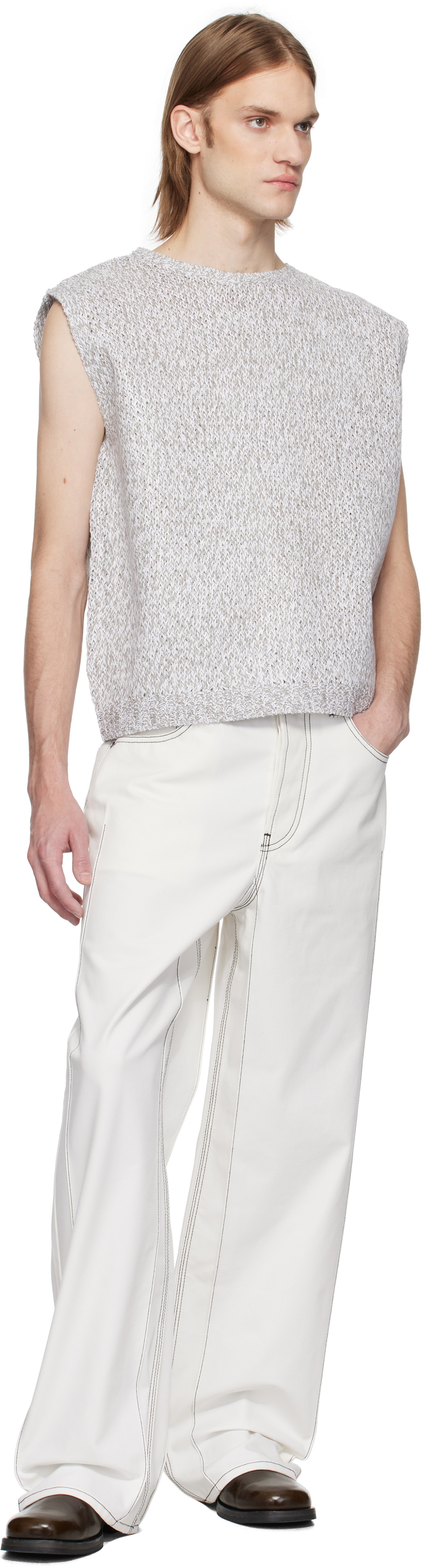 Karmuel Young Gray Crew Neck Knit Vest Karmuel Young — free download