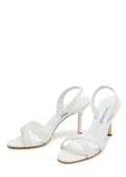 Manolo Blahnik Callasli 90 Leather Slingback Sandals White