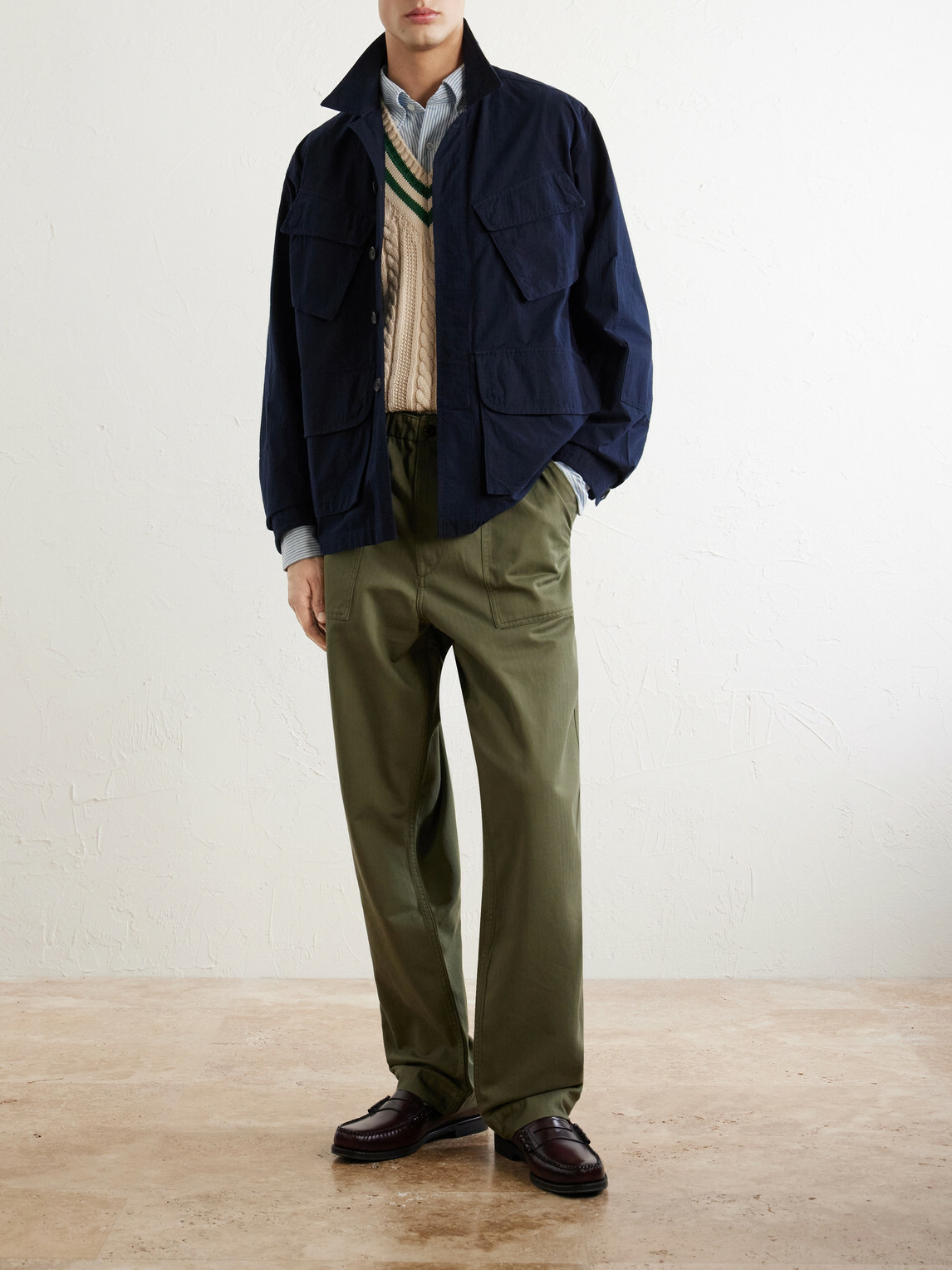 Drake's - Straight-Leg Cotton-Blend Cargo Trousers - Green