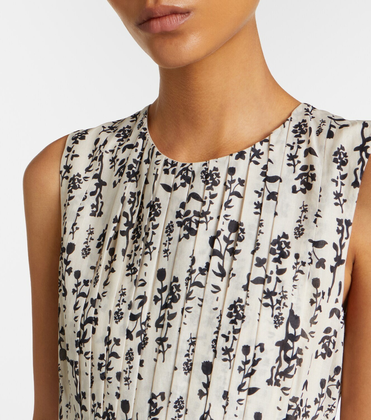 'S Max Mara Embellished floral cotton voile midi dress