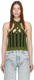 Y/Project Green Knit Braided Neck Tank Top