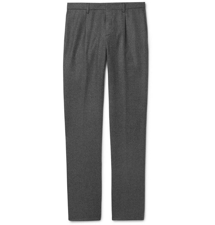 Photo: Loro Piana - Slim-Fit Mélange Wool and Cashmere-Blend Drawstring Trousers - Men - Gray