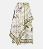 Tory Burch Printed silk satin midi skirt