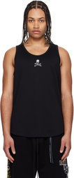 mastermind JAPAN Black Glass Beaded Loopwheel Tank Top