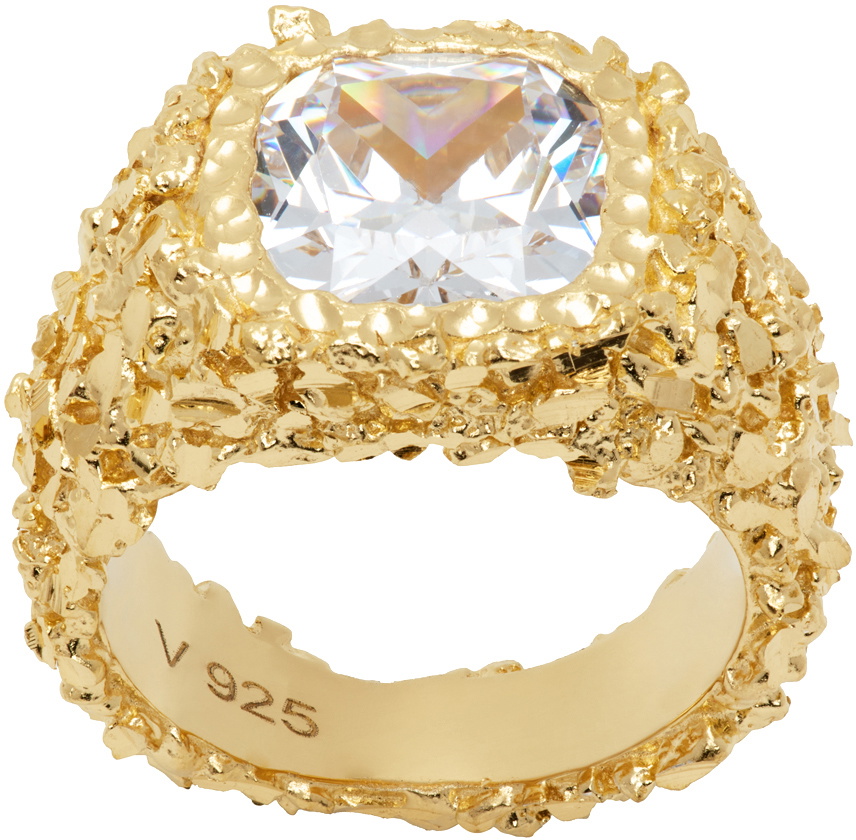 Veneda Carter Gold VC078 Large Square Crystal Ring Veneda Carter
