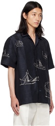 Brioni Navy Printed Shirt