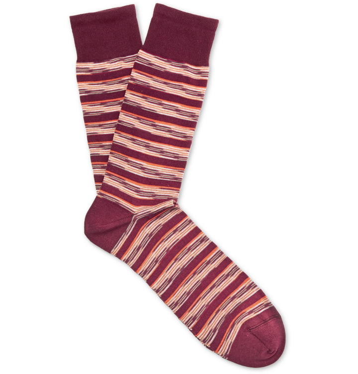 Photo: Missoni - Striped Cotton-Blend Jacquard Socks - Burgundy