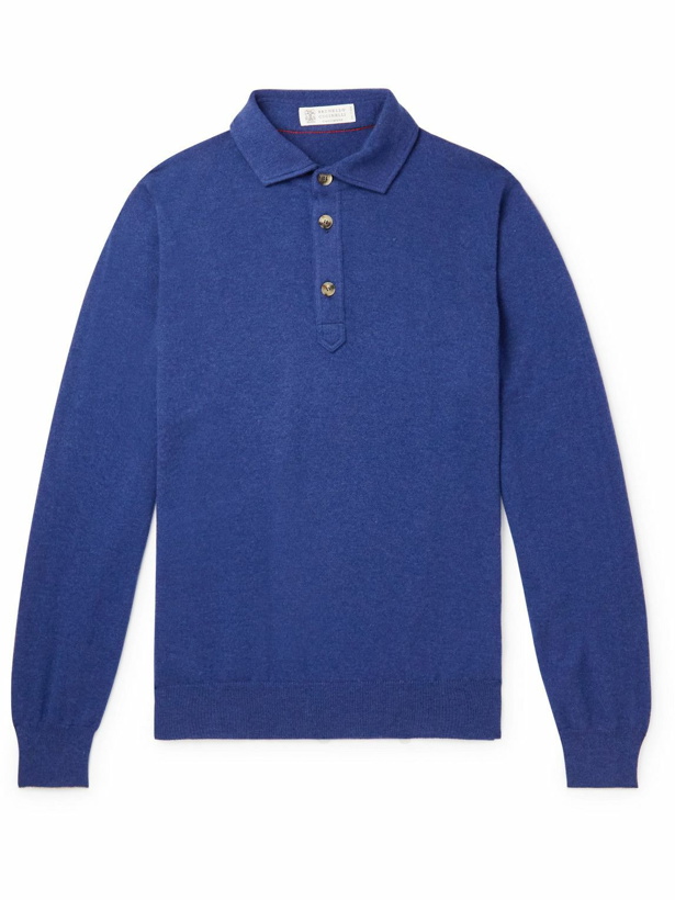 Photo: Brunello Cucinelli - Cashmere Polo Shirt - Blue