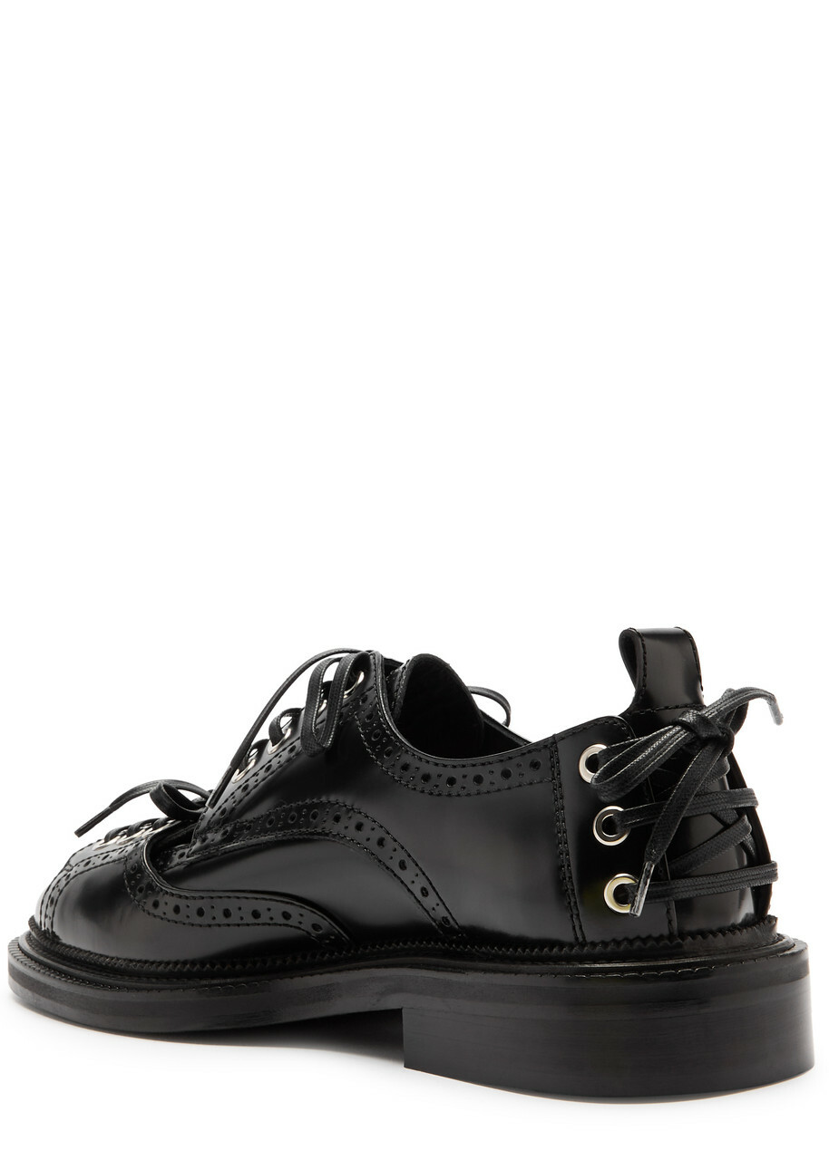 Simone Rocha Lace-up Glossed Leather Brogues Black