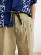 KAPITAL - Easy Straight-Leg Pleated Cotton-Canvas Trousers - Neutrals