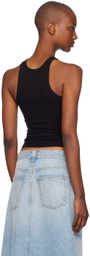 ÉTERNE Black High Neck Fitted Tank Top