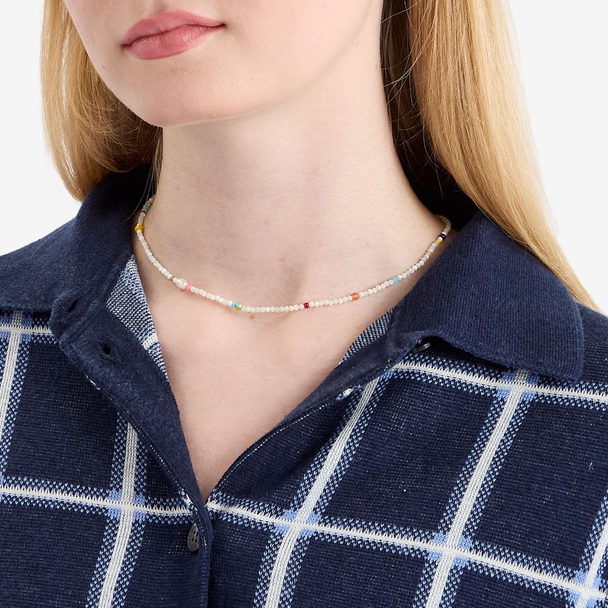 Anni Lu Women's Confetti Gem Necklace in White Shell 