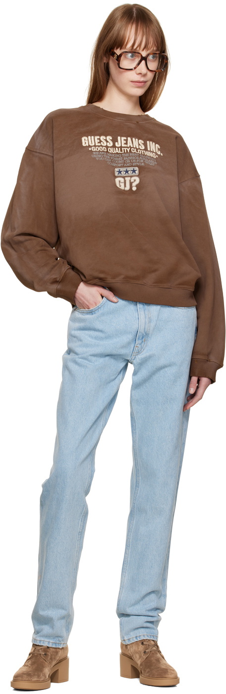 GUESS USA Brown Embroidered Sweatshirt