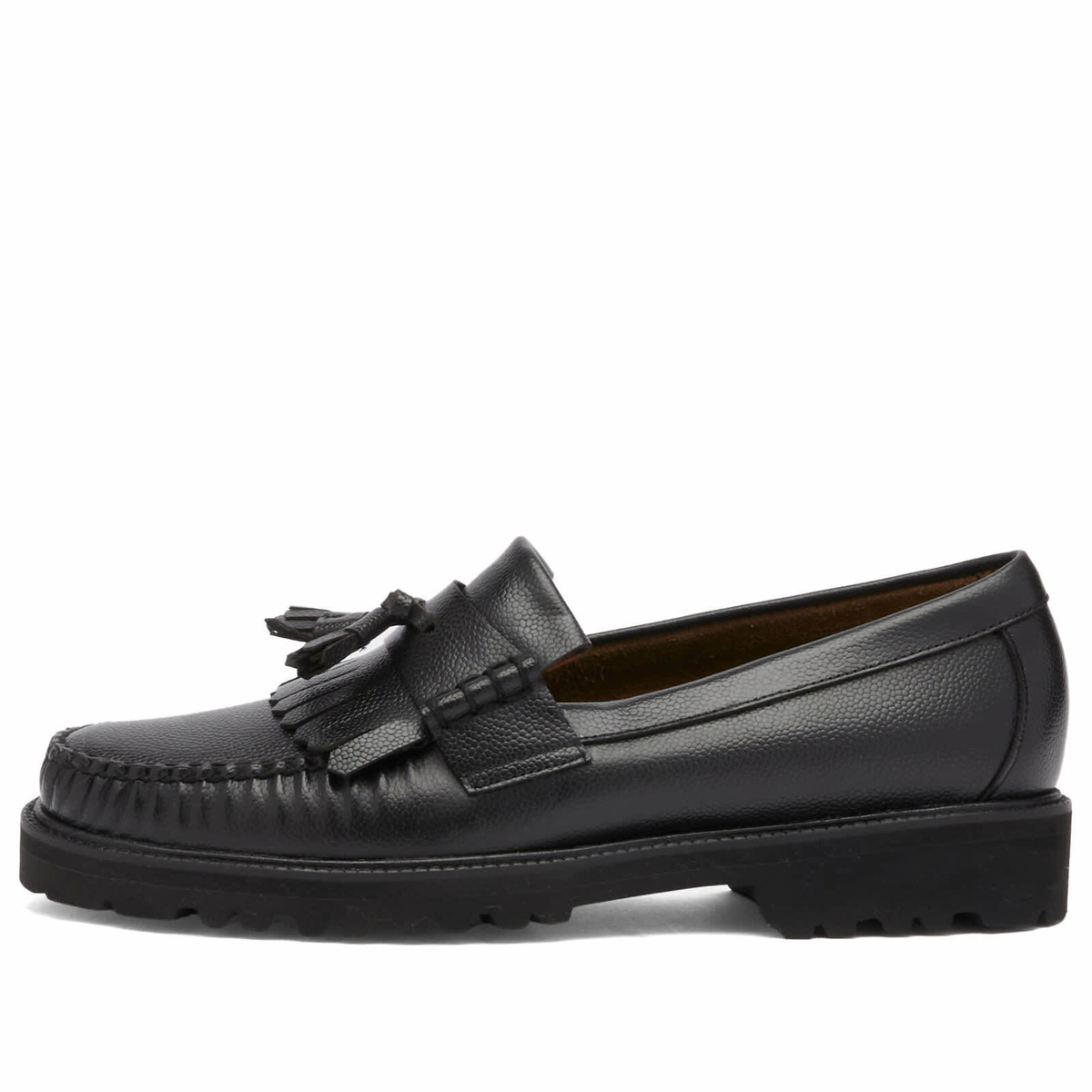 Bass Weejuns Men's Layton Lug Soft Grain Loafer in Black Textured Leather