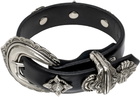 Toga Pulla Black Motif Leather Bracelet