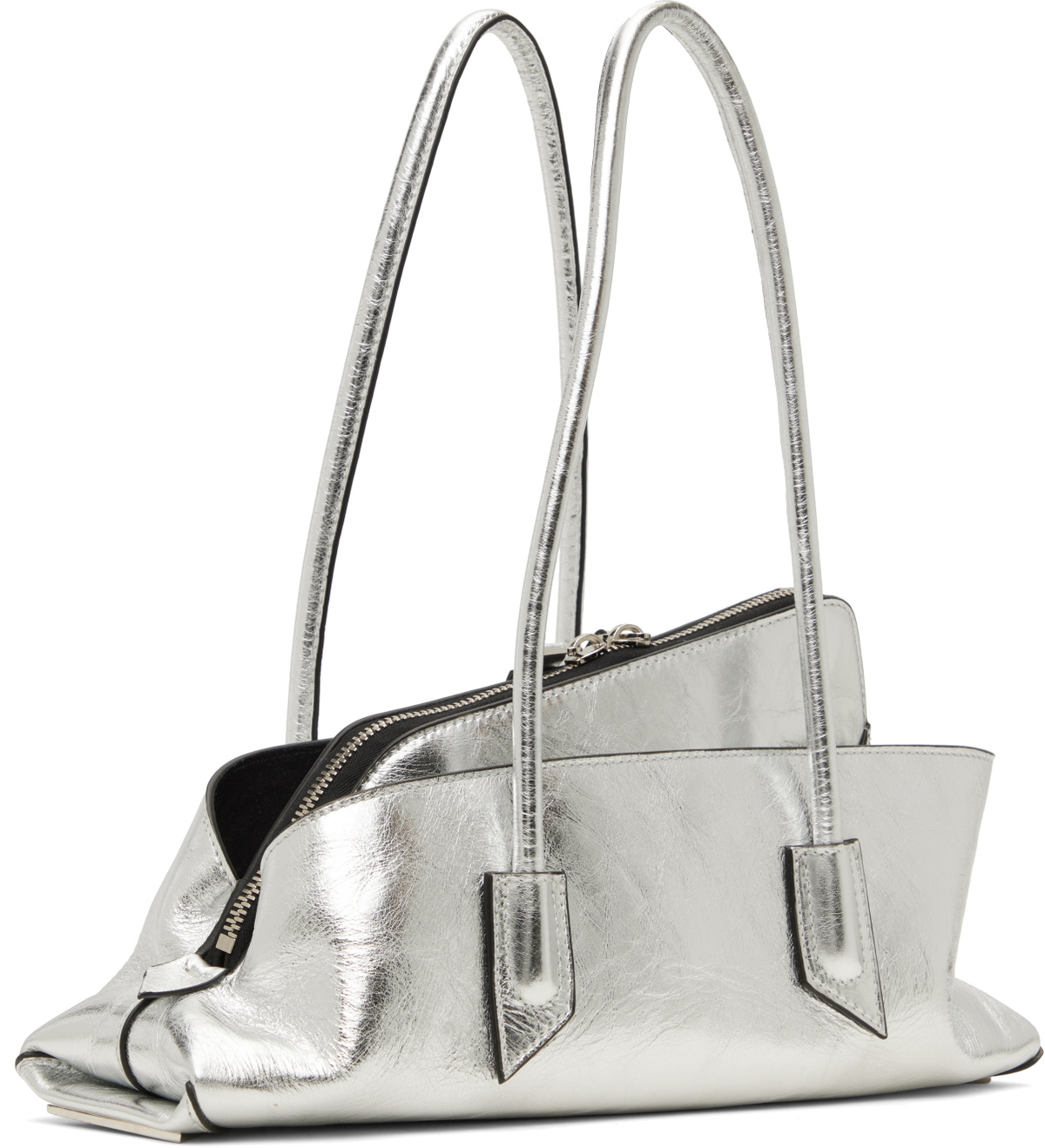 The Attico Silver 'La Passeggiata' Small Top Handle Bag