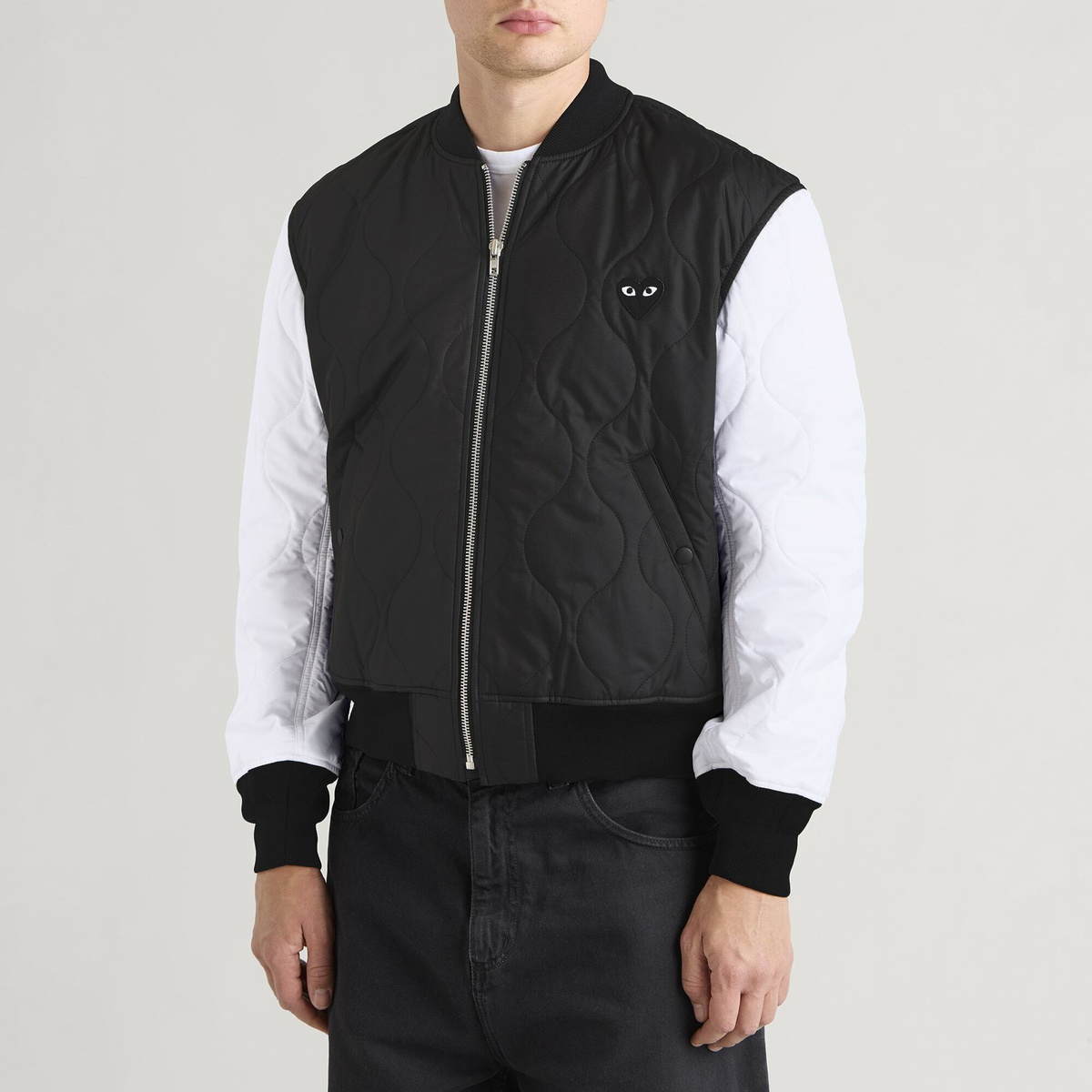 Comme des Garçons Play Black Heart Bomber Jacket in Black/White