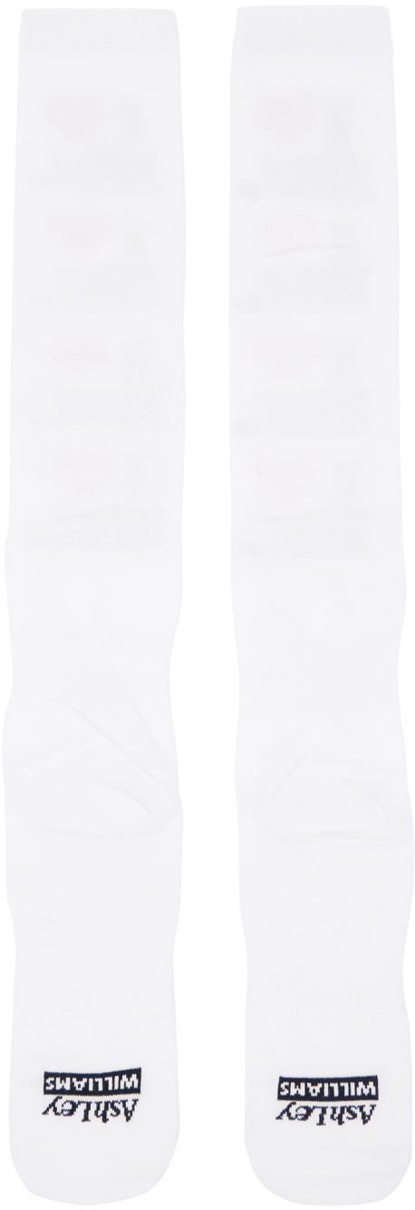 Ashley Williams White 'I Heart Me' Socks