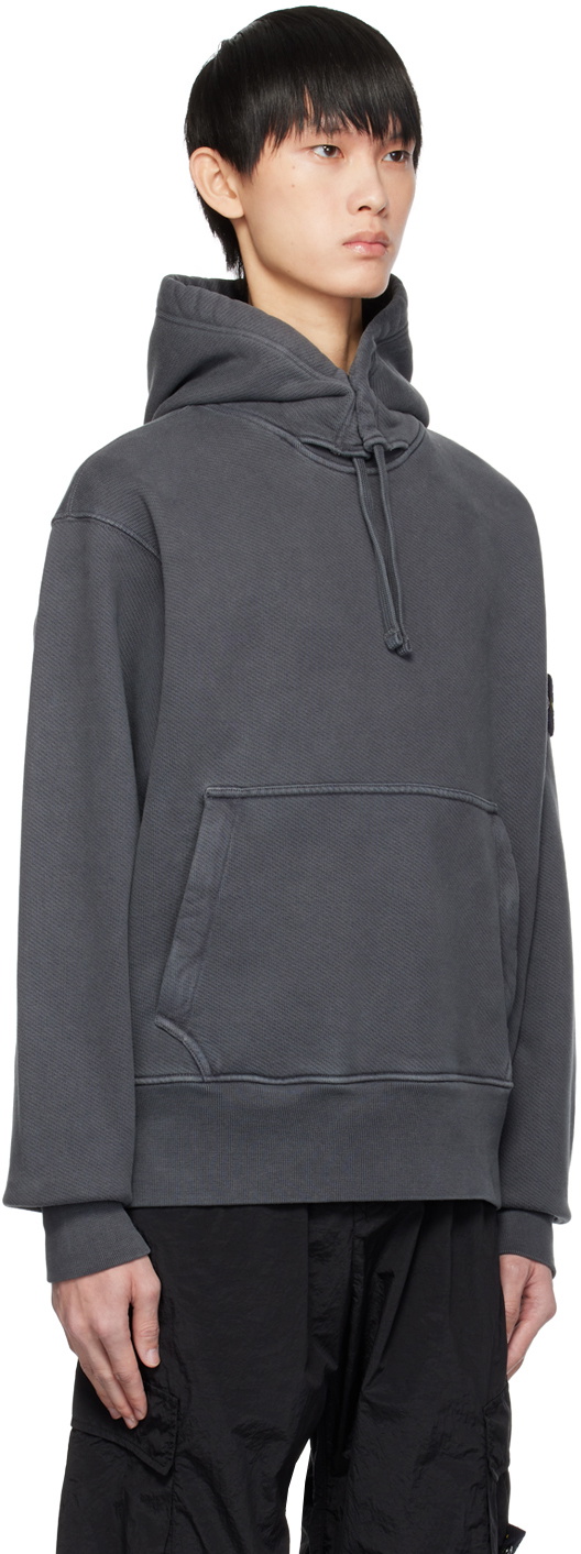 Stone Island Gray Garment-Dyed Hoodie Stone Island