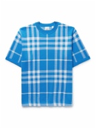 Burberry - Checked Wool and Silk-Blend Sweater - Blue