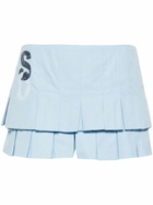 Sinead O'Dwyer Blue Ra-Ra Organic-Cotton Pleated Skort