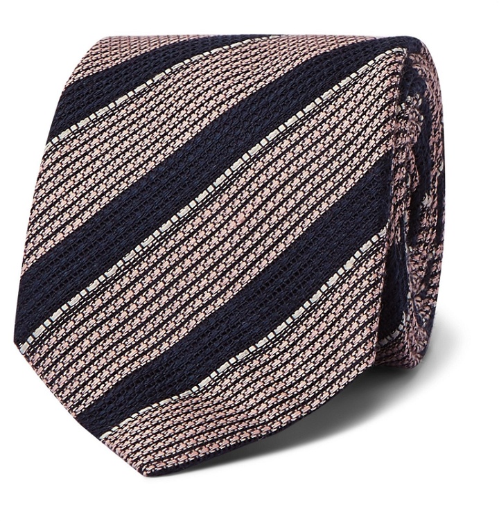 Photo: Brioni - 8cm Striped Linen and Silk-Blend Tie - Pink