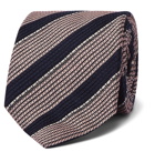 Brioni - 8cm Striped Linen and Silk-Blend Tie - Pink
