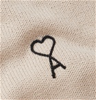 AMI - Logo-Embroidered Cotton-Blend Sweater - Neutrals