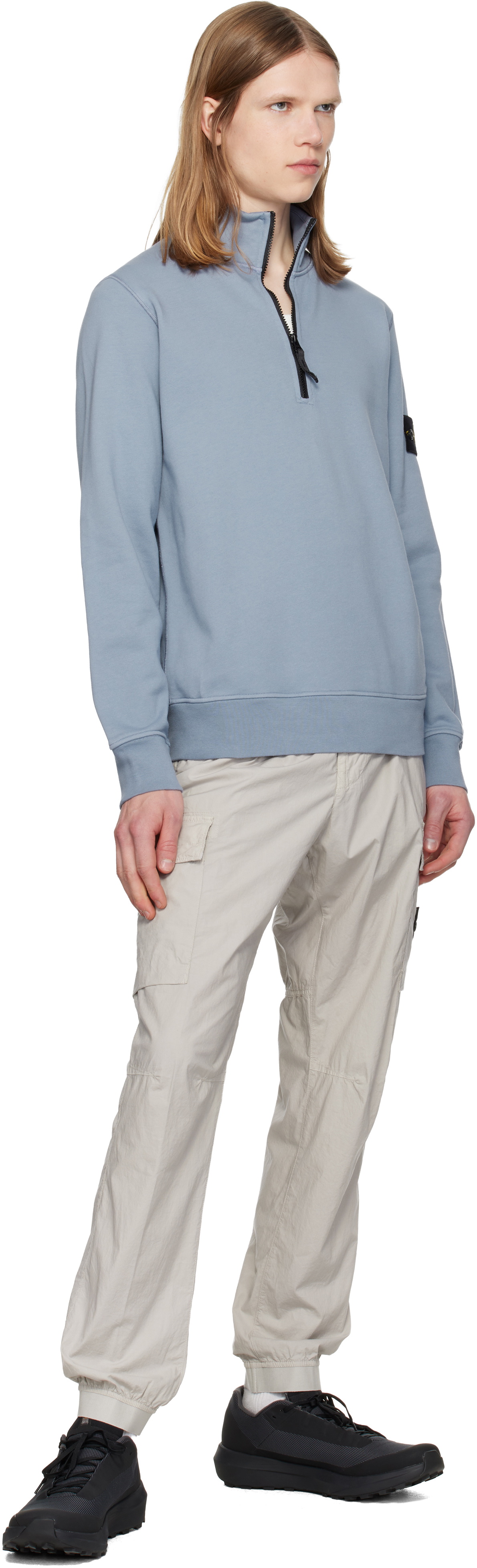 Stone Island Gray 3100031 Stretch Cotton Tela 'Paracadute' Cargo Pants