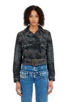 Diesel Cropped denim jacket with belt - Denim Jackets Womens in Black
