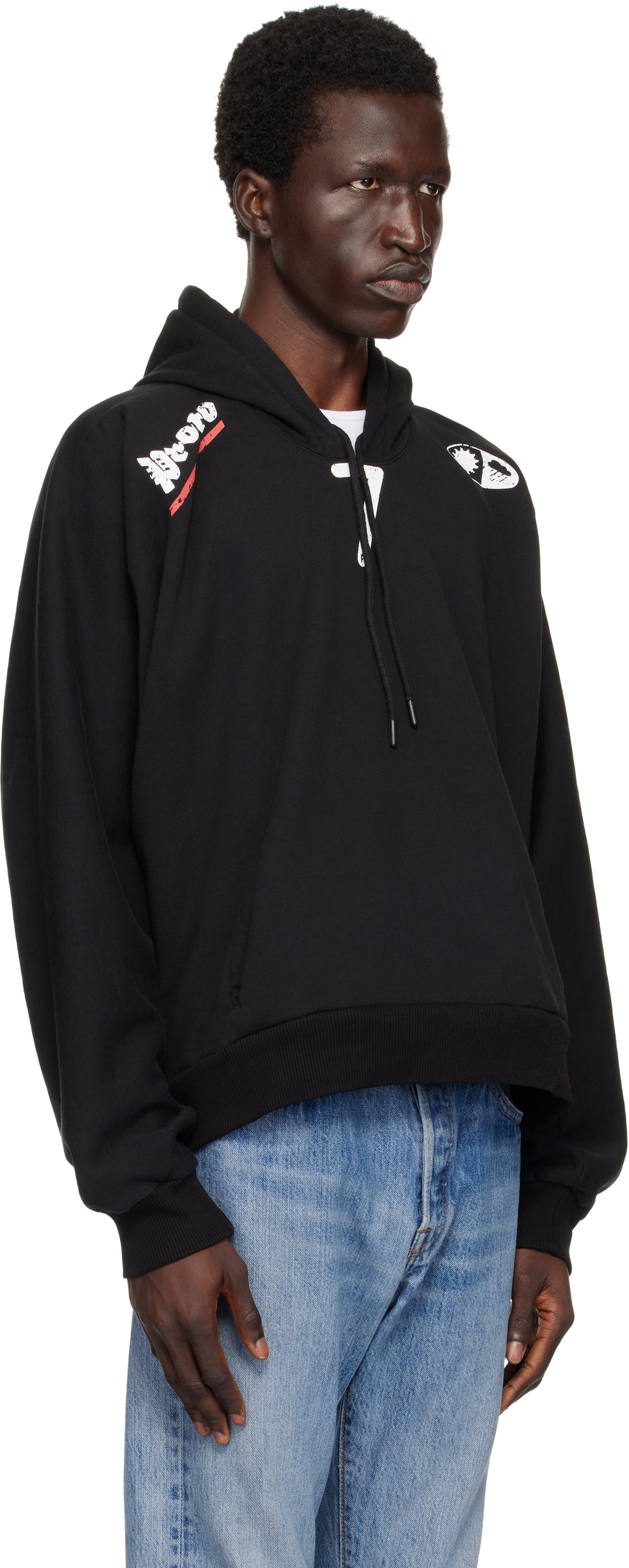 Prototypes Black Moved Neck Hoodie PROTOTYPES