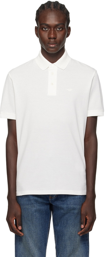 Photo: Emporio Armani Off-White Embroidered Polo