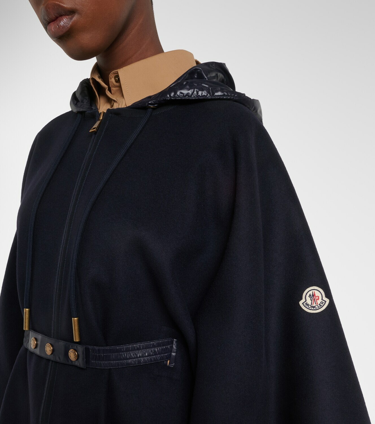 Moncler Belted wool-blend cape
