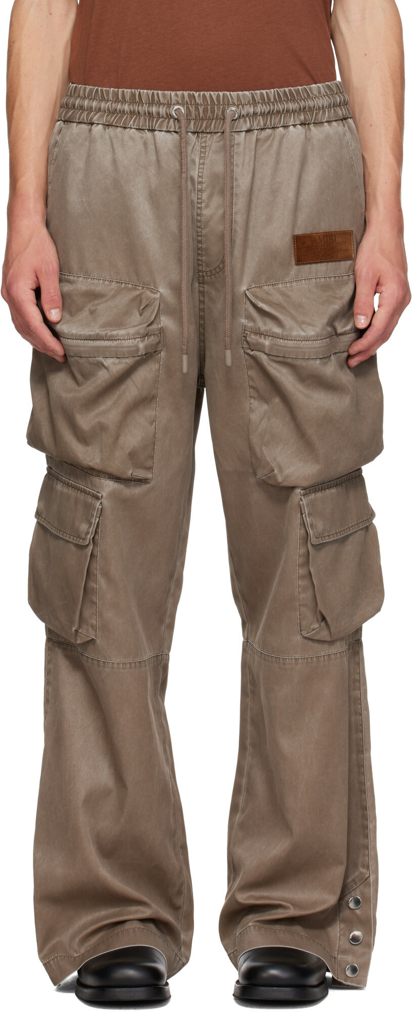 AMIRI Brown Drawstring Nylon Cargo Pants