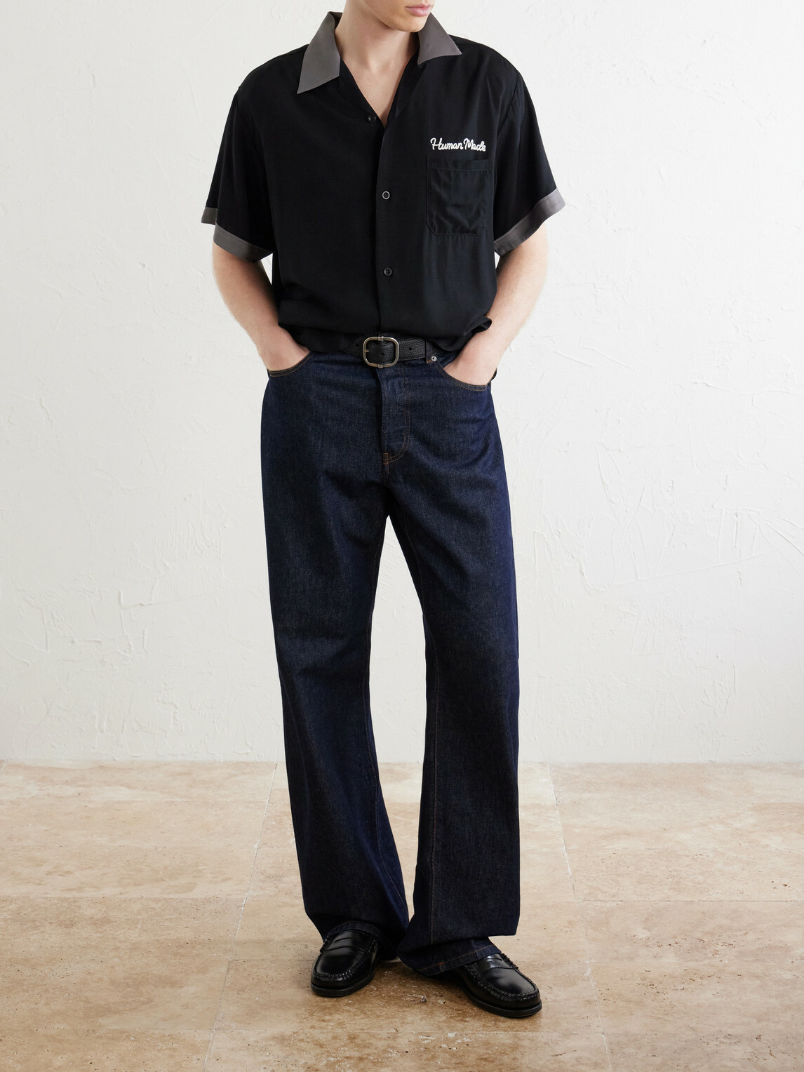 Human Made - Logo-Embroidered Poplin Shirt - Black